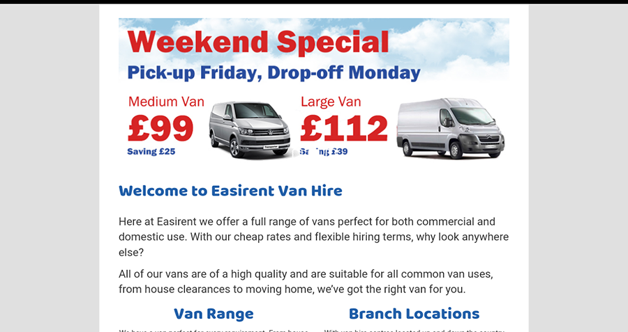 Easirent best sale van hire