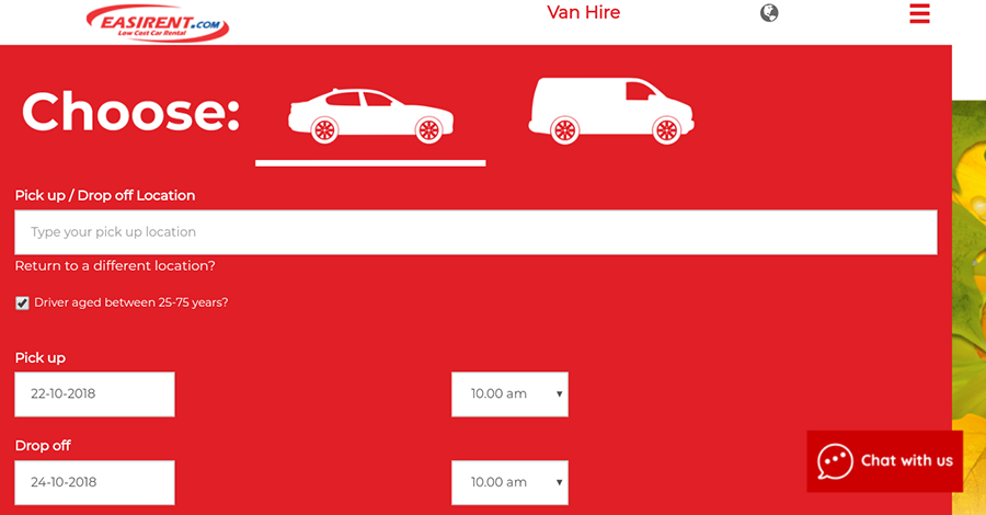 Easirent vans sales promo code